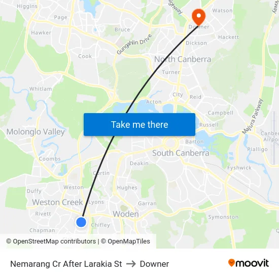Nemarang Cr After Larakia St to Downer map