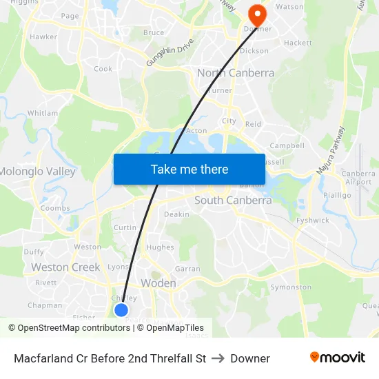 Macfarland Cr Before 2nd Threlfall St to Downer map