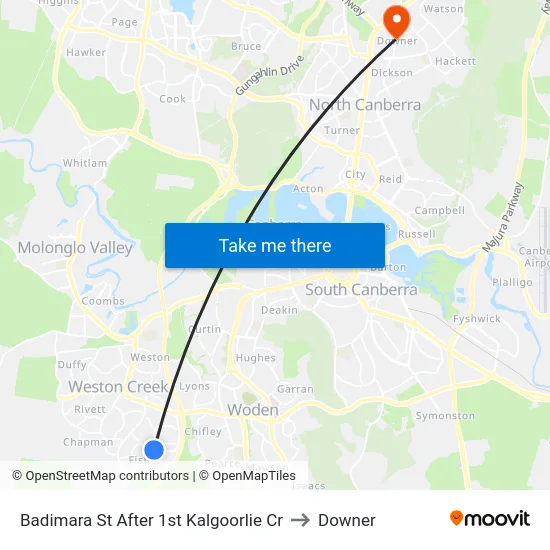 Badimara St After 1st Kalgoorlie Cr to Downer map