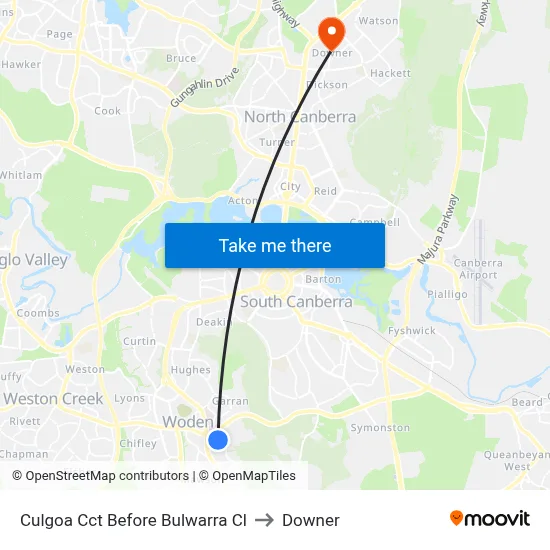 Culgoa Cct Before Bulwarra Cl to Downer map