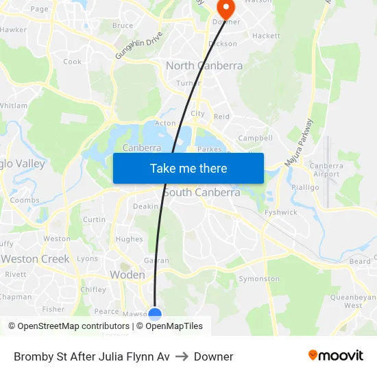 Bromby St After Julia Flynn Av to Downer map