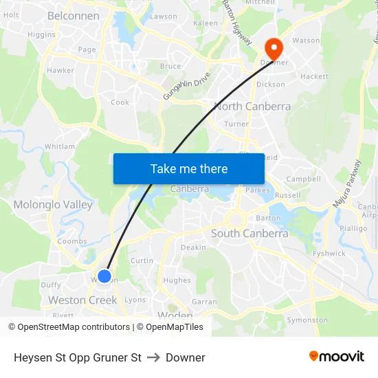 Heysen St Opp Gruner St to Downer map