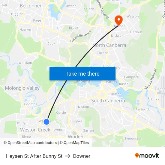 Heysen St After Bunny St to Downer map