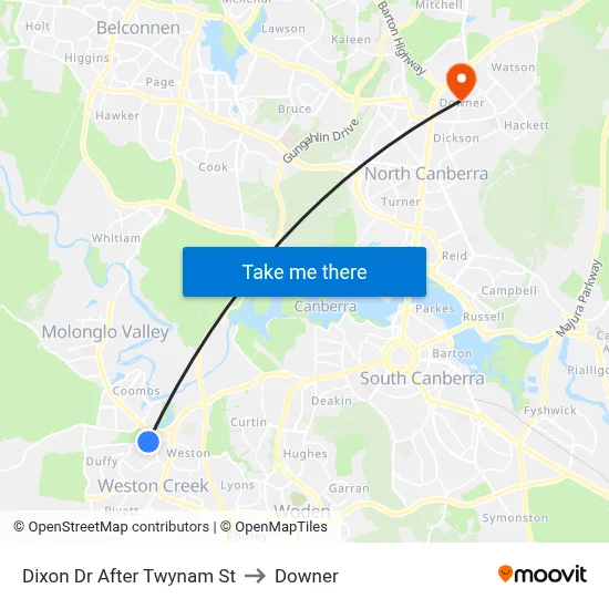 Dixon Dr After Twynam St to Downer map