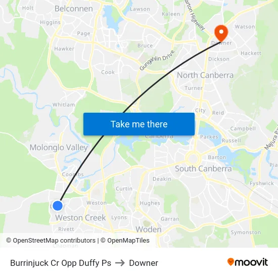 Burrinjuck Cr Opp Duffy Ps to Downer map