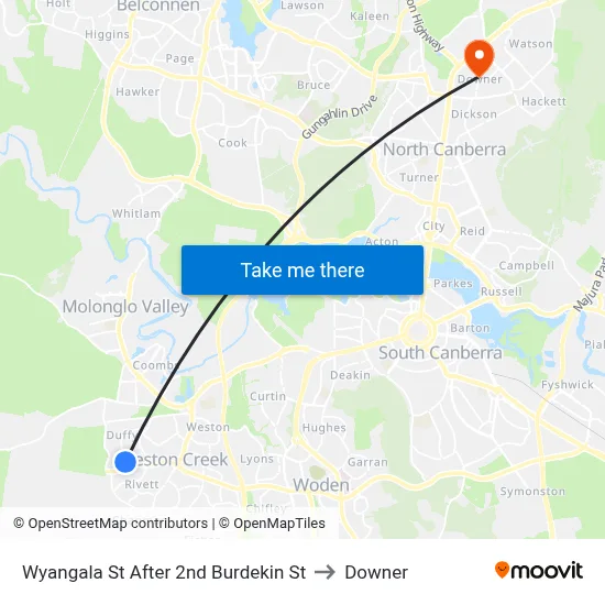 Wyangala St After 2nd Burdekin St to Downer map