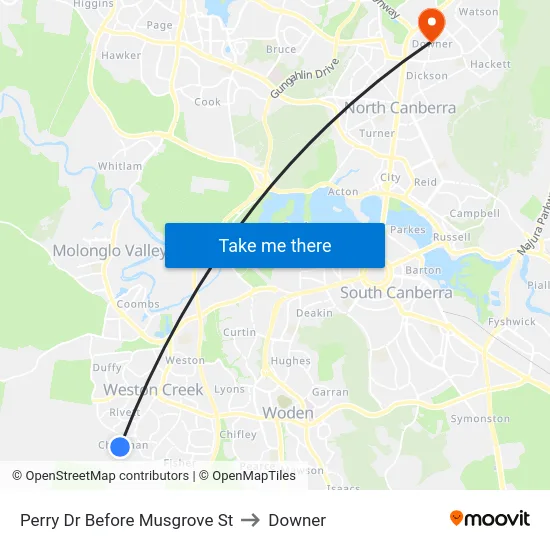 Perry Dr Before Musgrove St to Downer map
