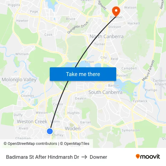 Badimara St After Hindmarsh Dr to Downer map