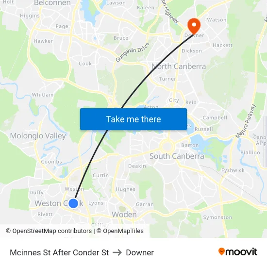Mcinnes St After Conder St to Downer map