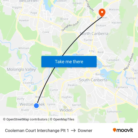 Cooleman Court Interchange Plt 1 to Downer map