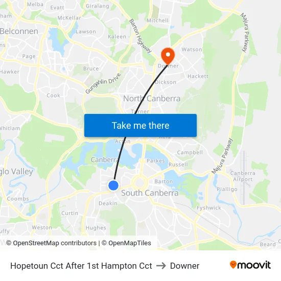 Hopetoun Cct After 1st Hampton Cct to Downer map