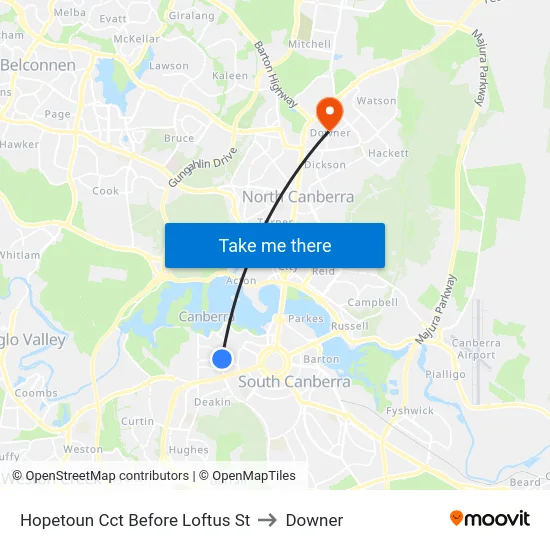 Hopetoun Cct Before Loftus St to Downer map