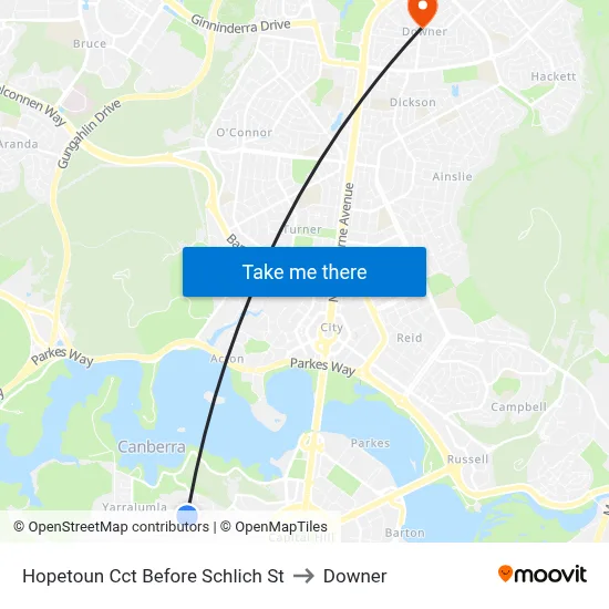 Hopetoun Cct Before Schlich St to Downer map