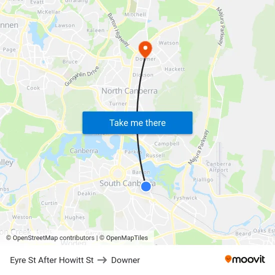 Eyre St After Howitt St to Downer map