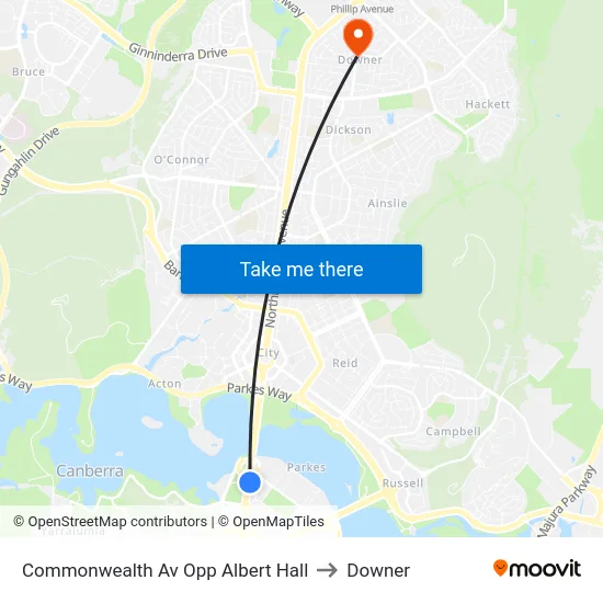 Commonwealth Av Opp Albert Hall to Downer map