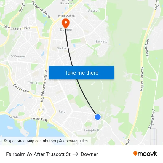 Fairbairn Av After Truscott St to Downer map