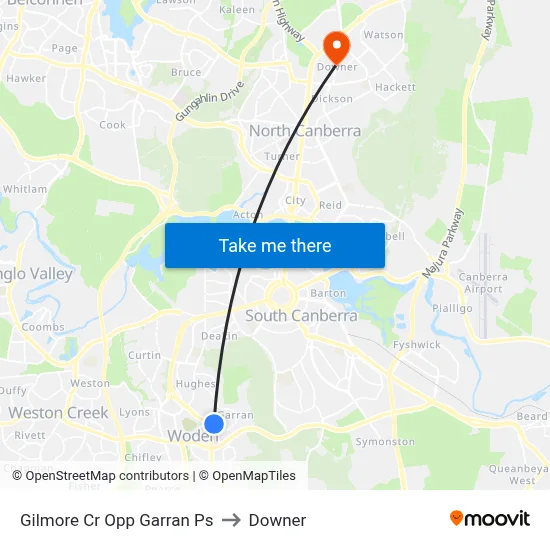 Gilmore Cr Opp Garran Ps to Downer map