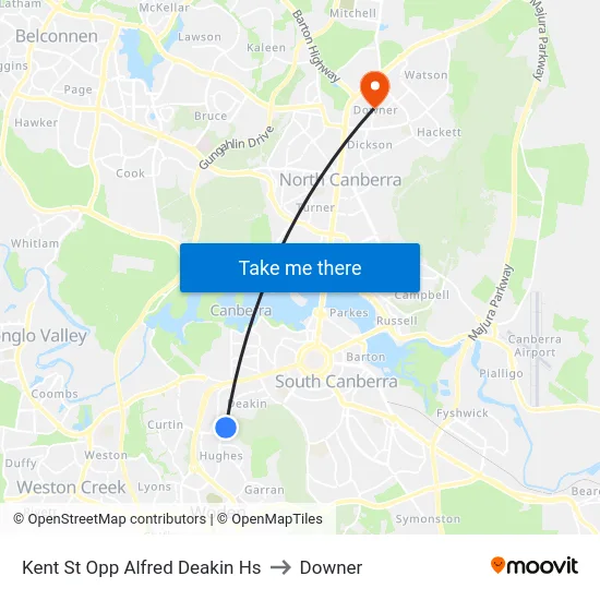 Kent St Opp Alfred Deakin Hs to Downer map