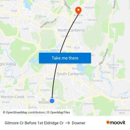 Gilmore Cr Before 1st Eldridge Cr to Downer map