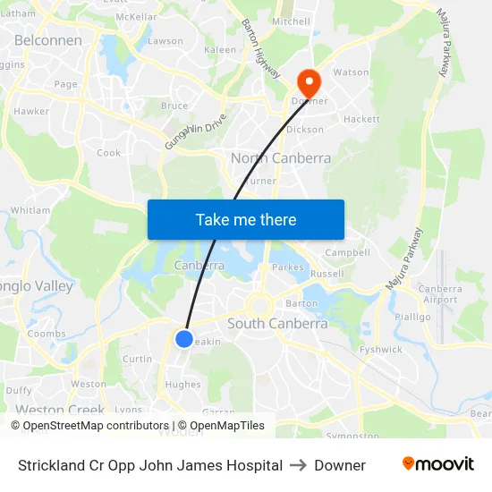 Strickland Cr Opp John James Hospital to Downer map