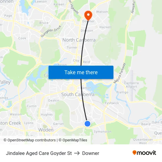 Jindalee Aged Care Goyder St to Downer map