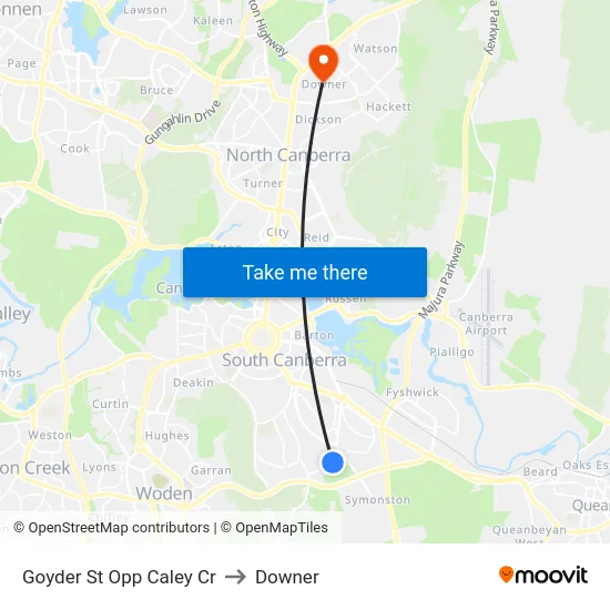 Goyder St Opp Caley Cr to Downer map