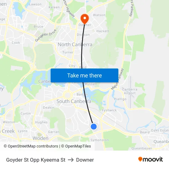 Goyder St Opp Kyeema St to Downer map