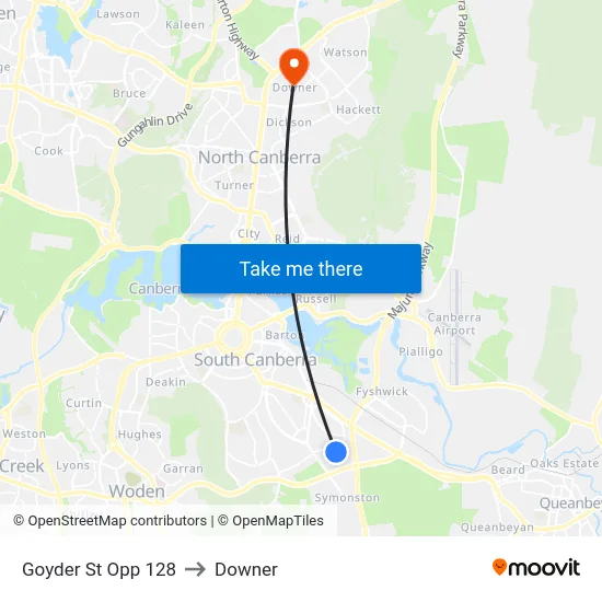 Goyder St Opp 128 to Downer map