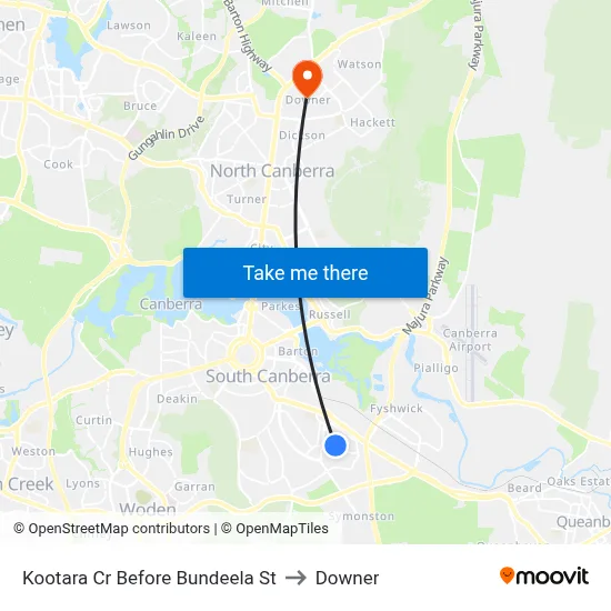 Kootara Cr Before Bundeela St to Downer map