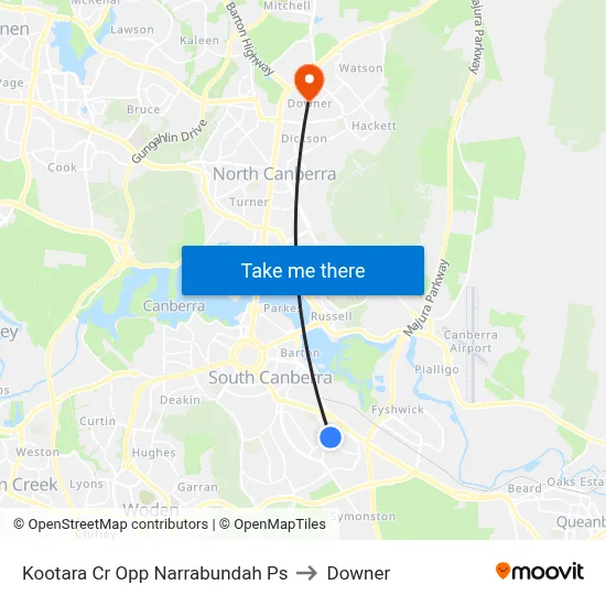Kootara Cr Opp Narrabundah Ps to Downer map