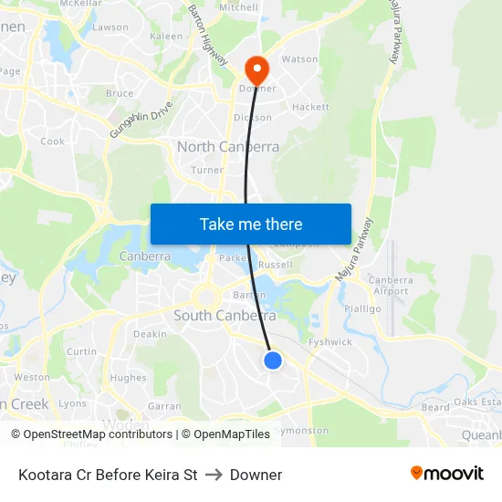 Kootara Cr Before Keira St to Downer map