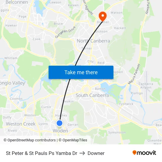 St Peter & St Pauls Ps Yamba Dr to Downer map