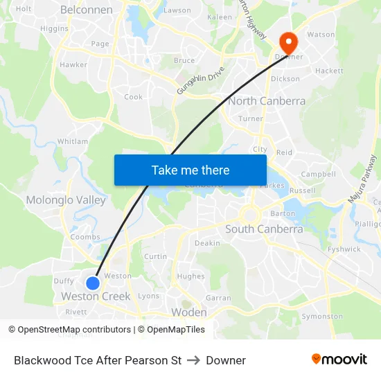 Blackwood Tce After Pearson St to Downer map