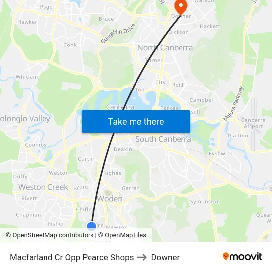 Macfarland Cr Opp Pearce Shops to Downer map