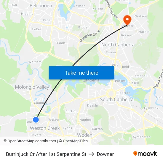 Burrinjuck Cr After 1st Serpentine St to Downer map