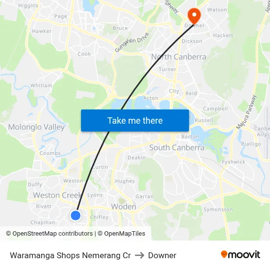 Waramanga Shops Nemerang Cr to Downer map