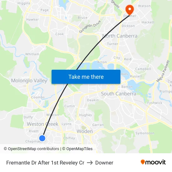 Fremantle Dr After 1st Reveley Cr to Downer map