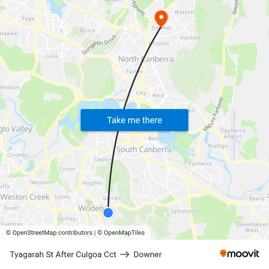 Tyagarah St After Culgoa Cct to Downer map