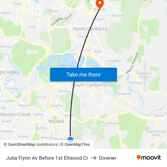 Julia Flynn Av Before 1st Ellwood Cr to Downer map