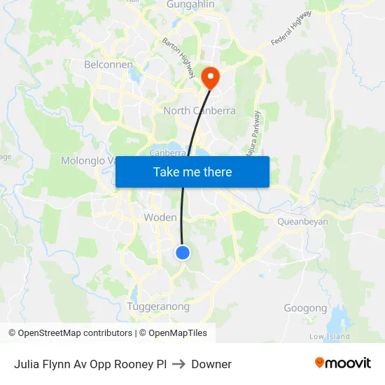 Julia Flynn Av Opp Rooney Pl to Downer map