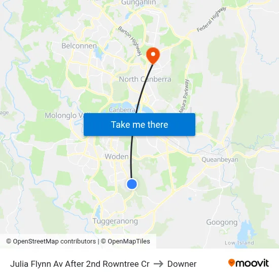 Julia Flynn Av After 2nd Rowntree Cr to Downer map