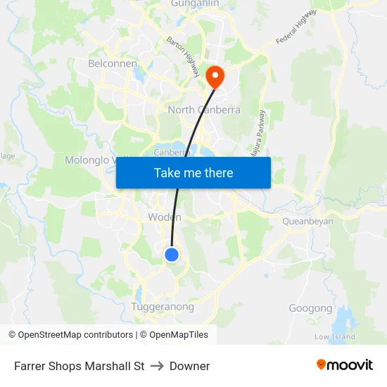 Farrer Shops Marshall St to Downer map