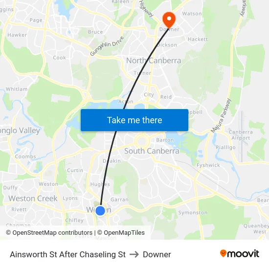 Ainsworth St After Chaseling St to Downer map