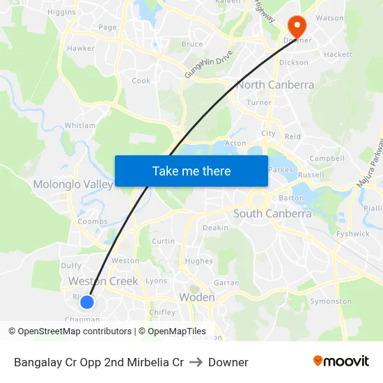 Bangalay Cr Opp 2nd Mirbelia Cr to Downer map