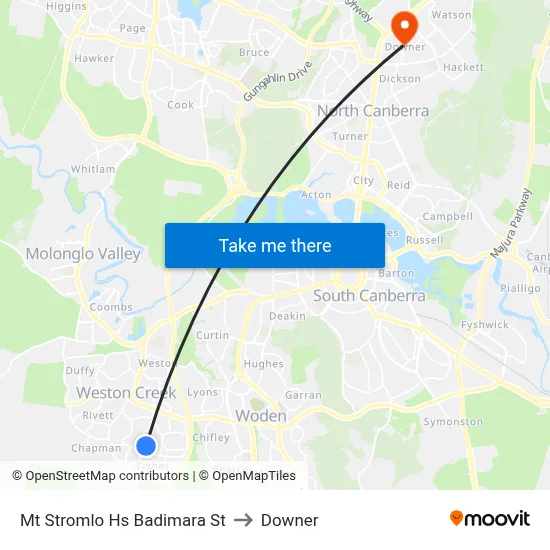Mt Stromlo Hs Badimara St to Downer map