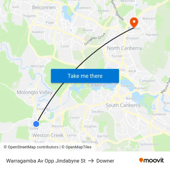 Warragamba Av Opp Jindabyne St to Downer map