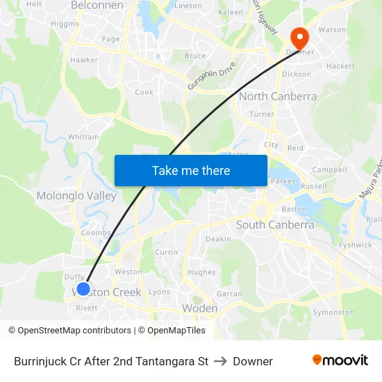 Burrinjuck Cr After 2nd Tantangara St to Downer map