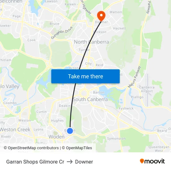 Garran Shops Gilmore Cr to Downer map