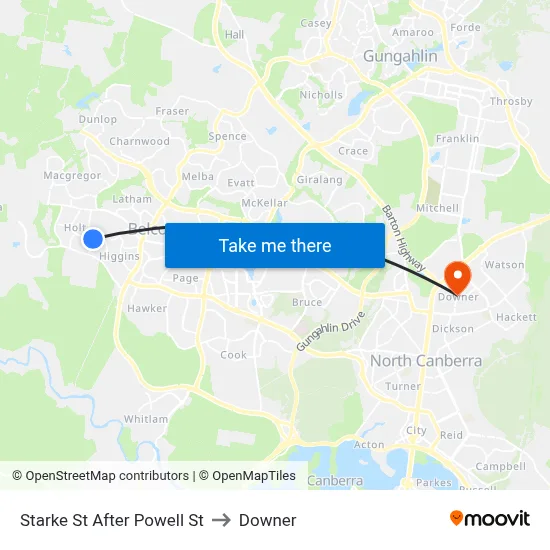 Starke St After Powell St to Downer map