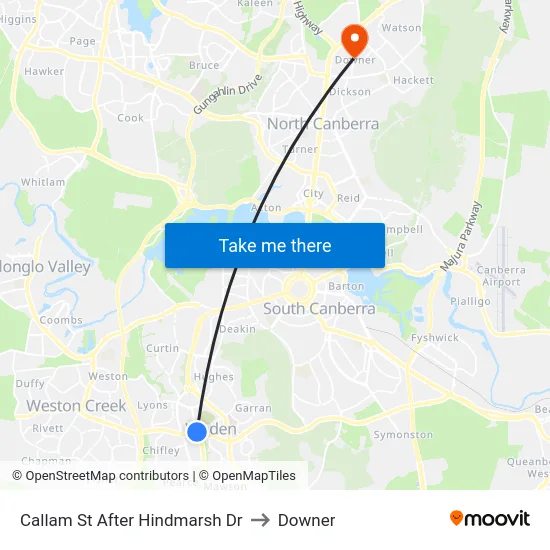 Callam St After Hindmarsh Dr to Downer map